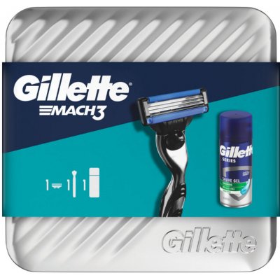 Gillette darčeková sada holiaci strojček Mach3 + 1 holiaca hlavica + Series gél 75 ml + box