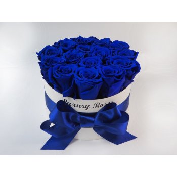 Luxusný biely box s modrými trvácnymi ružami od 75 € - Heureka.sk