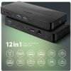 AXAGON HMC-U4, USB4 40Gbps dock, 3x USB-A, 2x USB-C, HDMI a DP 8K/30Hz, RJ-45, SD/mSD, audio, PD 100W, kábel USB-C 80cm (HMC-U4)