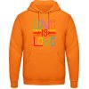 AWDis Hoodie Mikina - Dúhový dizajn - Love is Love - Orange Crush - XL - Pánske