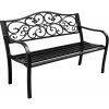 mamido Záhradná kovová lavica pre 3 osoby dekoratívna čierna