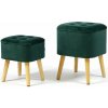 Sada zamatových taburetiek ROY - tmavo zelené