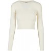 Ladies Cropped Rib Knit Twisted Back Sweater - whitesand S