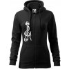 Husľový kľúč gitara - Mikina dámska trendy zipper s kapucňou - XL ( Čierna )