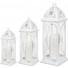 Sada 3 bielych kovových lampášov so sklom - Dekorácia na záhradu