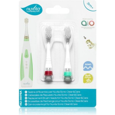 Nuvita Sonic Clean&Care Replacement Brush Heads náhradné hlavice pre sonickú zubnú kefku na baterky pre bábätká Sonic Clean&Care Medium Red/Green 2 ks