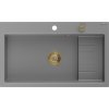MEXEN/S MEXEN/S - Omar granitový drez 800 x 480 mm, sivá, zlatý sifón 6520801005-71-G
