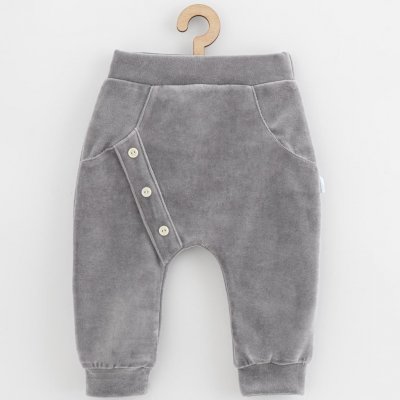 New Baby Dojčenské semiškové tepláčky Suede clothes sivá