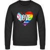 B&C CREW Mikina bez Kapucne - Dúhové srdce Love - Black Pure - XXL - Pánske