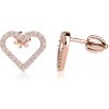 Zlaté dámske náušnice DF 4368, briliantové, červené (ružové) zlato