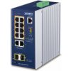 Planet IGS-4215-8UP2T2S průmyslový L2 PoE switch 10x 1Gb, 2x SFP 1Gb, 802.3bt 360W, IP30, -40 až 75°C, 48-54VDC