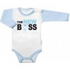Body dlhý rukáv s vtipným textom Baby Nellys The New Boss chalan