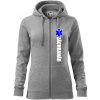 Nápis Záchranár + hviezda - Mikina dámska trendy zipper s kapucňou - L ( Tmavosivý melír )
