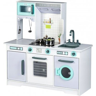 Eco Toys Dřevěná kuchyňka XXL s pračkou + kuchyňské doplňky 96,5 cm