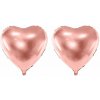 PARTYDECO Foliový balón srdce, růžovo zlaté rosegold, svatba valentýn, 45 cm