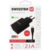 SWISSTEN SÍŤOVÝ ADAPTÉR SMART IC, CE 2x USB 2,1 A POWER ČERNÝ + DATOVÝ KABEL USB / MICRO USB 1,2 M ČERNÝ 22054000