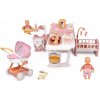 Set domček pre bábiku trojkrídlový a hlboký kočík Large Doll´s Play Center Soft Baby Nurse Smoby a 32 cm bábika v dupačkách
