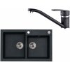 Set Alveus Rock 90 + Nina - Drez Granitový Rock 90 - 780x480mm, vanička 340x400x180mm, 340x350x180mm + bateria Nina