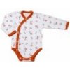 Baby Nellys Dojčenské body, dl. rukáv, zap.bokem Teddy, biele s potlačou, veľ. 68