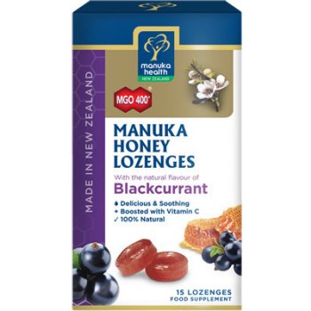 Manuka Health New Zealand Cukríky Manuka MGO 400 + čierne ríbezle 65 g