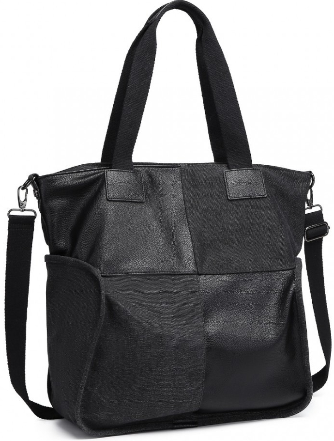 Miss Lulu kabelka veľká kombinovaná taška čierna