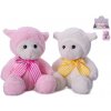 Mikro trading Ovečka plyšová - 15 cm - sedící s mašlí - 2 barvy