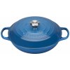 Le Creuset - Liatinový hrniec plytký 30 cm / 3,5 l s čiernym vnútrajškom modrý