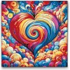 Vymalujsisam.sk Maľovanie podľa čísiel - Dúhové srdce Veľkosť: 50x50cm, Rám: Okrúhly rám