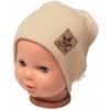 Baby Nellys Rebrovaná čiapka Macko béžová