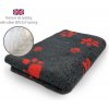 DRYBED Premium Vet Bed antracitový + červené labky 100 x 75 cm