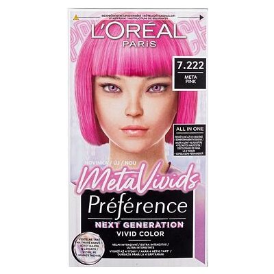 L'Oréal Paris Préférence Meta Vivids semipermanentní barva na vlasy 75 ml odstín 7.222 Meta Pink pro ženy