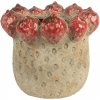 Clayre & Eef Béžový antik terakotový obal na kvetináč s jahôdkami L - Ø 19*16 cm - Clayre & Eef