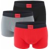 HUGO - boxerky 3PACK eco friendly cotton stretch modern logo HUGO black & red combo - limitovaná fashion edícia (HUGO BOSS)-L (90-98 cm)