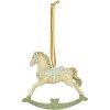 Závesná vianočná dekorácia KONÍK hojdacia polystone béžová/modrá 12x11x3 cm