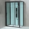 GLASS ROCKY 100x80x214 Čierny Masážny sprchový box obdĺžnikový s mramorovou vaničkou
