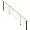StarWood Kovové zábradlie Kos s hranatým dubovým madlom/čierna 325 cm