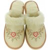 Dámske zateplené béžové papuče FLORAL