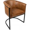 Clayre & Eef Hnedá kožená jedálenská stolička v tvare kresielka Grionne - 62*60*77 cm - Clayre & Eef
