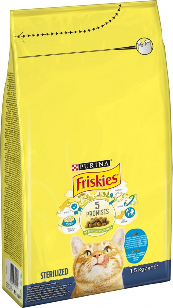 Friskies Sterilized s lahodnou kombináciou lososa a tuniaka a so zeleninou 1,5 kg