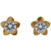 Doria Náušnice zlaté z ocele kvetinky s kryštálikmi C017