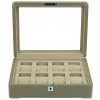 Úložný box na hodinky Rothenschild RS-3420-8-TAN-TAN hnědý s béžovým sametem