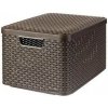 Košík, umelý ratan, s vekom, 30 l, čokoládovo hnedý, CURVER