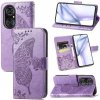 Peňaženkové kožené puzdro BUTTERFLY na Huawei P50 Pro – Svetlofialová