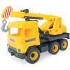Wader Auto middle Truck jeřáb plast 40 cm žlutý v krabici