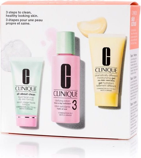 Clinique 3step Skin Care System1 50 ml + Liquid Facial Soap Extra Mild + 100 ml Clarifying Lotion 1 + 30 ml DD darčeková sada
