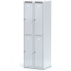 Alfa 3 Kovová šatníková skrinka s úložnými boxami, 4 boxy, 1800 x 600 x 500 mm, otočný zámok, sivé dvere