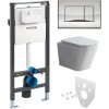 Mereo WC set - Smart flush rimless WC hranaté, modul pre sadrokartón, chróm hranaté tlačidlo lesklé MM02NSETRT322