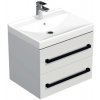 Kúpeľňová skrinka s čiernou úchytkou a umývadlom SAT Cube Way 60x53x46 cm biely lesk CUBE46C602BIVER