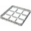 Nadstavec koša half drop 500x500 mm sivý, model E2, Cambro, počet priehradiek: 9 (3x3), rozmer priehradky: 150x150 mm, Svetlo sivá, 499x499x(H)51mm