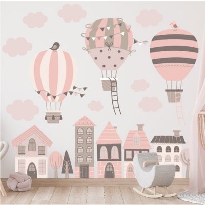 Nálepky na stenu balóny a domčeky - Plotbase, s.r.o., 120x120cm